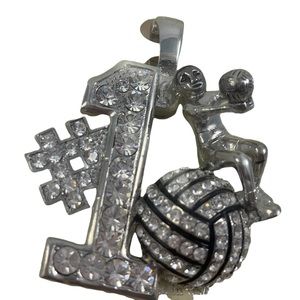 Paris Collection Volleyball pendant for necklace silver with rhinestones